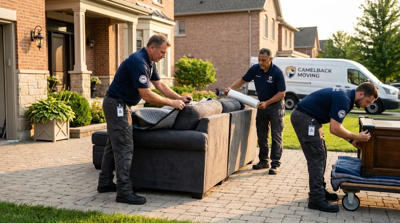 Large estate moving crew wrapping furniture in Kathleen, FL